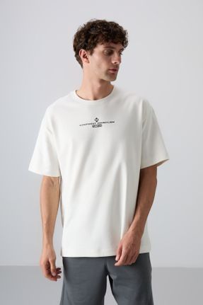 تی شرت نباتی مردانه یقه گرد پنبه - پلی استر اورسایز تکی جوان کد 817840053