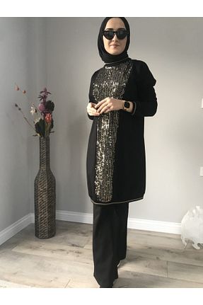 ست گرمکن حجاب مشکی زنانه اورسایز AYSUN AYDEMİR - کد 79635388