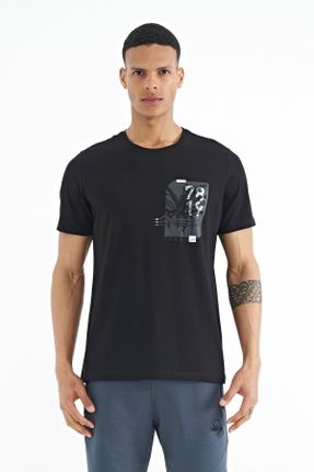 تی شرت مشکی مردانه رگولار یقه گرد تکی جوان کد 666203626