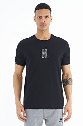 تی شرت مشکی مردانه رگولار یقه گرد تکی جوان کد 708912255