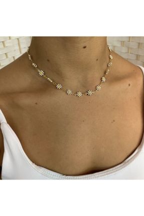 گردنبند جواهر سفید زنانه روکش طلا کد 744003051