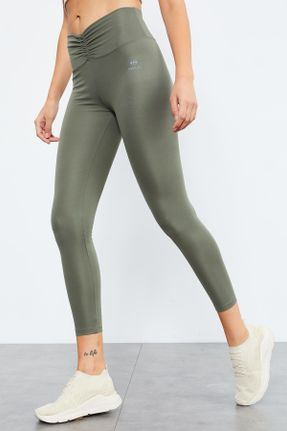 ساق شلواری سبز زنانه بافتنی پلی استر اسلیم فیت فاق بلند کد 144041257