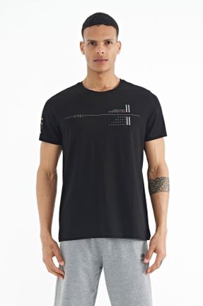 تی شرت مشکی مردانه رگولار یقه گرد تکی جوان کد 666203795