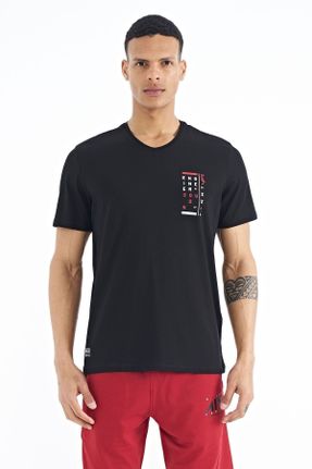 تی شرت مشکی مردانه رگولار یقه هفت تکی جوان کد 669158603