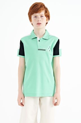 تی شرت سبز بچه گانه رگولار یقه پولو تکی جوان کد 710367305