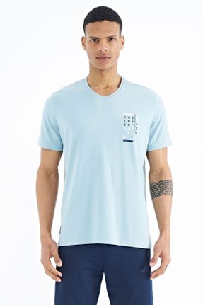 تی شرت سرمه ای مردانه رگولار یقه هفت تکی جوان کد 685512021