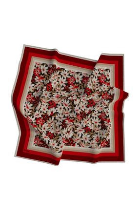 روسری قرمز پلی استر طرح گلدار کد 831296791