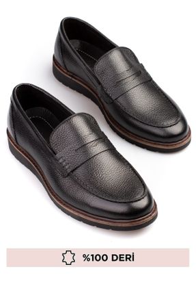 کفش کلاسیک مشکی مردانه چرم طبیعی پاشنه ساده کد 831134048