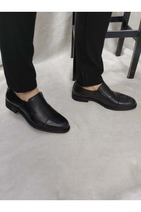 کفش کلاسیک مشکی مردانه چرم طبیعی پاشنه کوتاه ( 4 - 1 cm ) کد 806581796