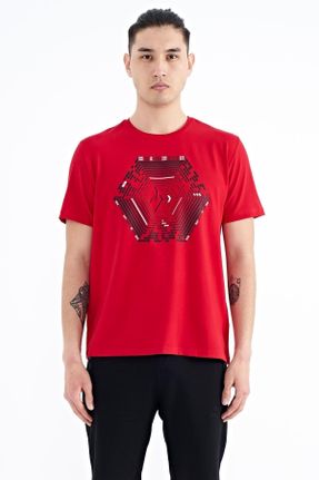 تی شرت قرمز مردانه رگولار یقه گرد تکی جوان کد 683121234