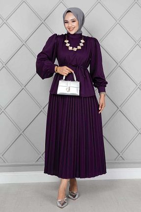 ست بالاتنه و پائین تنه حجاب بنفش زنانه رگولار EBRUTESETTÜR - کد 831363684