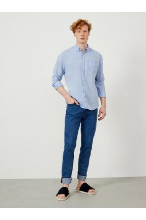 شلوار جین آبی مردانه پاچه لوله ای پنبه (نخی) استاندارد کد 269329898