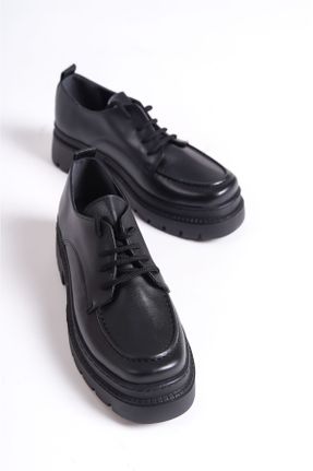 کفش لوفر مشکی زنانه چرم مصنوعی پاشنه کوتاه ( 4 - 1 cm ) کد 771644055
