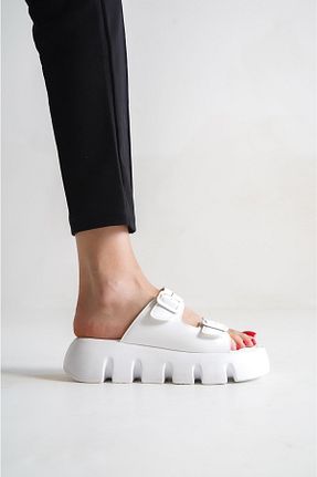 دمپائی سفید زنانه چرم مصنوعی Shoesers - کد 716482687