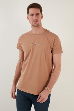 تی شرت نارنجی مردانه اسلیم فیت یقه گرد کد 635370202