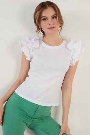 تیشرت سفید زنانه اسلیم فیت Lela - کد 307804592