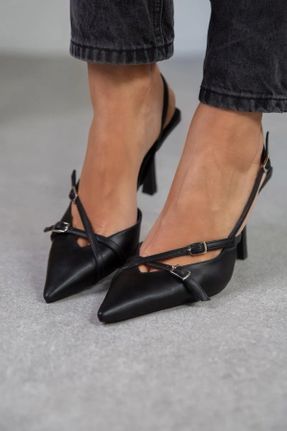 کفش پاشنه بلند کلاسیک مشکی زنانه چرم مصنوعی پاشنه نازک پاشنه متوسط ( 5 - 9 cm ) کد 831565918
