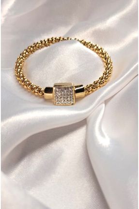 دستبند استیل طلائی زنانه فولاد ( استیل ) کد 824564022