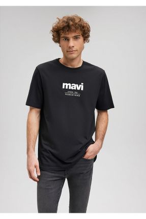 تی شرت مشکی مردانه رگولار یقه گرد پنبه (نخی) تکی بیسیک کد 225021773