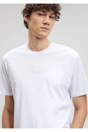 تی شرت سفید مردانه یقه گرد پنبه (نخی) ریلکس کد 255653557