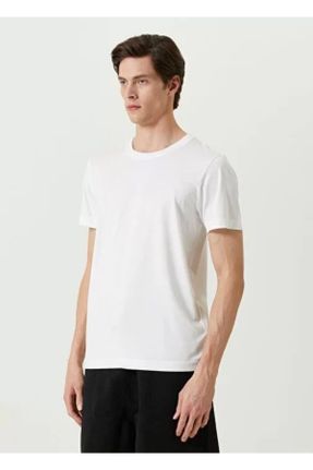 تی شرت سفید زنانه چرم مصنوعی یقه گرد کد 831025991