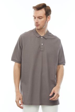تی شرت قهوه ای مردانه اورسایز تکی طراحی کد 830858403