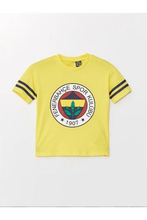 تی شرت زرد بچه گانه ریلکس یقه گرد تکی کد 830951537