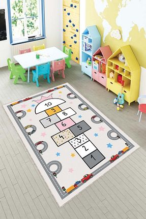 فرش بچه گانه بژ پلی استر Viva Home - کد 292088982