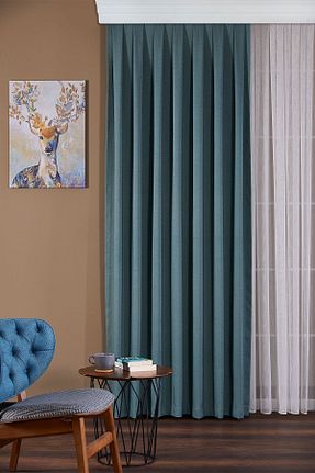 پرده زمینه فیروزه ای پلی استر Elenor - کد 183341601