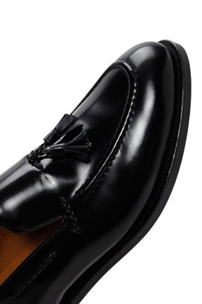 کفش لوفر مشکی مردانه چرم طبیعی پاشنه کوتاه ( 4 - 1 cm ) کد 804929375
