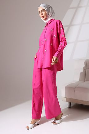 ست بالاتنه و پائین تنه صورتی زنانه بافتنی Mihran Butik - کد 831508465