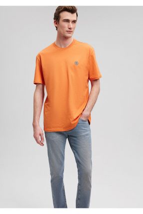 تی شرت نارنجی مردانه یقه گرد پنبه (نخی) ریلکس تکی کد 806820826