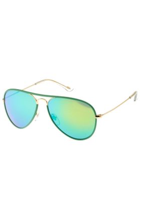 عینک آفتابی سبز زنانه 57 UV400 فلزی آینه ای قطره ای کد 73532287