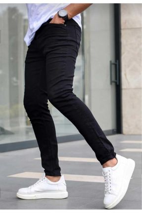 شلوار جین مشکی مردانه پاچه تنگ پنبه (نخی) اسلیم پوشاک ورزشی کد 825827682