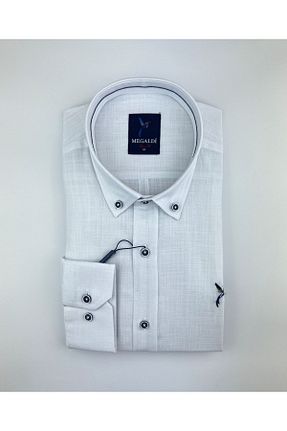 پیراهن سفید مردانه اسلیم فیت MEGALDİ - کد 323467156