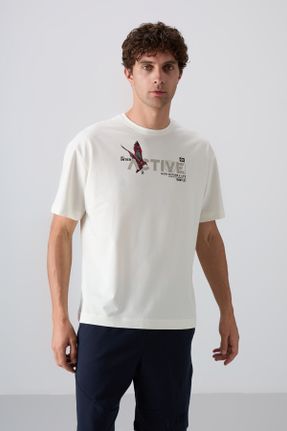 تی شرت نباتی مردانه اورسایز یقه گرد پنبه - پلی استر تکی جوان کد 811892893