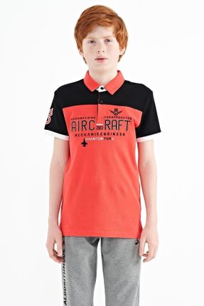 تی شرت نارنجی بچه گانه رگولار یقه پولو تکی جوان کد 710367210
