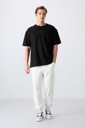 تی شرت مشکی مردانه یقه گرد پنبه - پلی استر رگولار تکی جوان کد 813086168