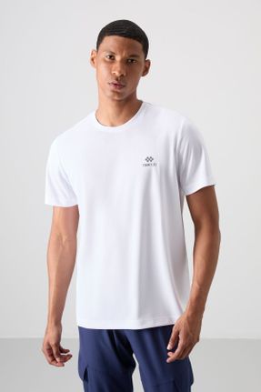 تی شرت سفید مردانه رگولار پلی استر یقه گرد تکی جوان کد 750000380