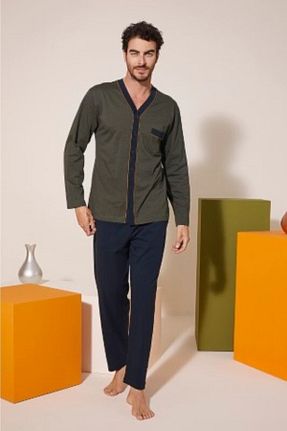 ست لباس راحتی سبز مردانه طرح دار KLY - کد 342638531