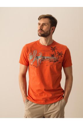تی شرت نارنجی مردانه یقه گرد رگولار کد 670390861