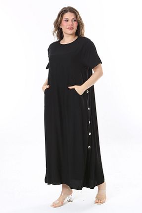 لباس سایز بزرگ مشکی زنانه ویسکون Şans - کد 830324024
