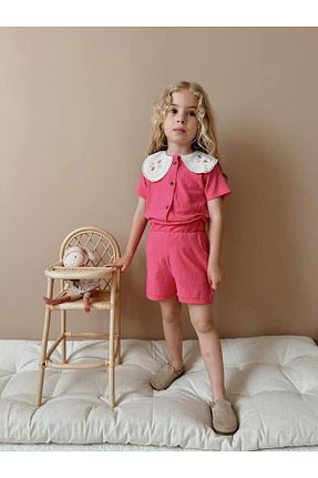 ست بالاتنه و پائین تنه صورتی بچه گانه بافتنی YİGİT BUTİK - کد 831433764