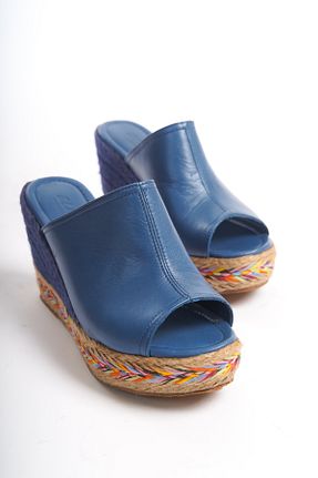 دمپائی آبی زنانه چرم خالص Elile Shoes - کد 831436209