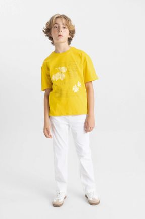 تی شرت زرد بچه گانه اورسایز یقه گرد کد 831519306