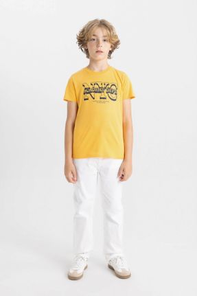 تی شرت زرد بچه گانه رگولار یقه گرد کد 831519237