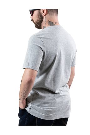 تی شرت طوسی مردانه یقه هفت رگولار پنبه (نخی) تکی بیسیک کد 825927821