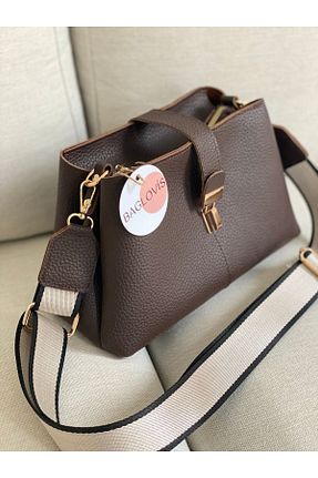 کیف دوشی قهوه ای زنانه چرم مصنوعی BAGLOVİS - کد 801989412