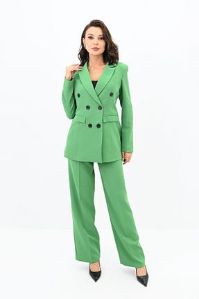 کت و شلوار سبز زنانه یقه کتی Koza Butik - کد 831206239