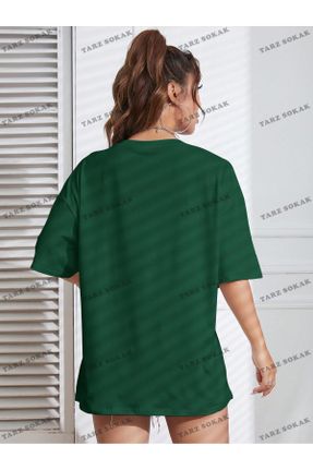 تی شرت سبز زنانه اورسایز یقه گرد کد 830853491